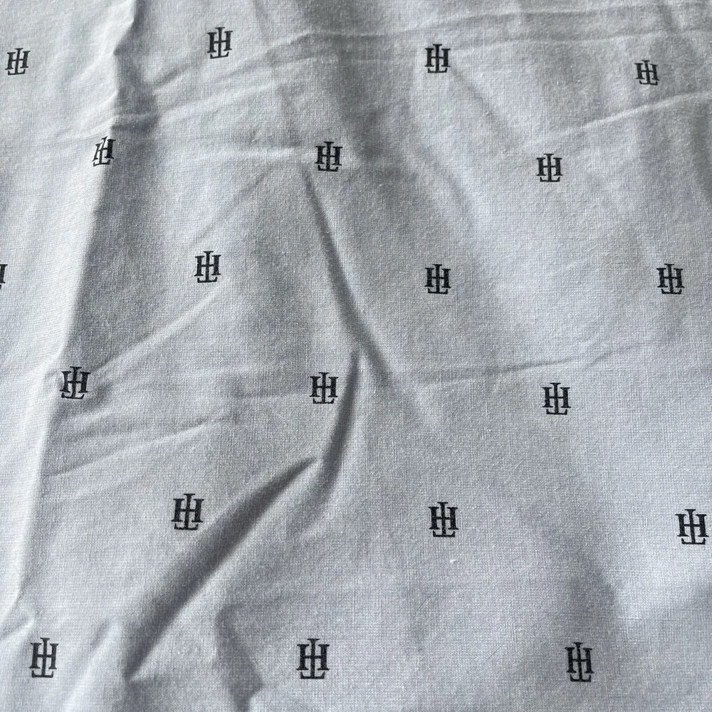TOMMY HILFIGER TH LOGO INITIALS Blue Classic FULL Flat Flat Sheet Cotton Blend‎